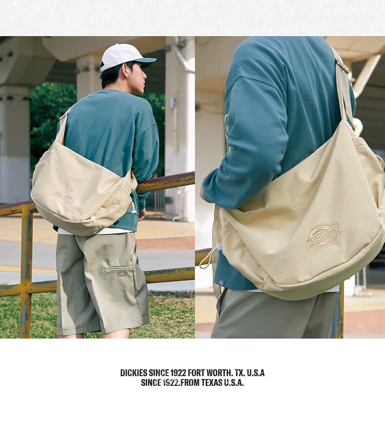 Dickies Shoulder Bag, Unisex Crossbody Bag, Nylon Casual Style, for School Commute And Travel, Large Capacity Dumpling Bag, Adjustable Small Size 20