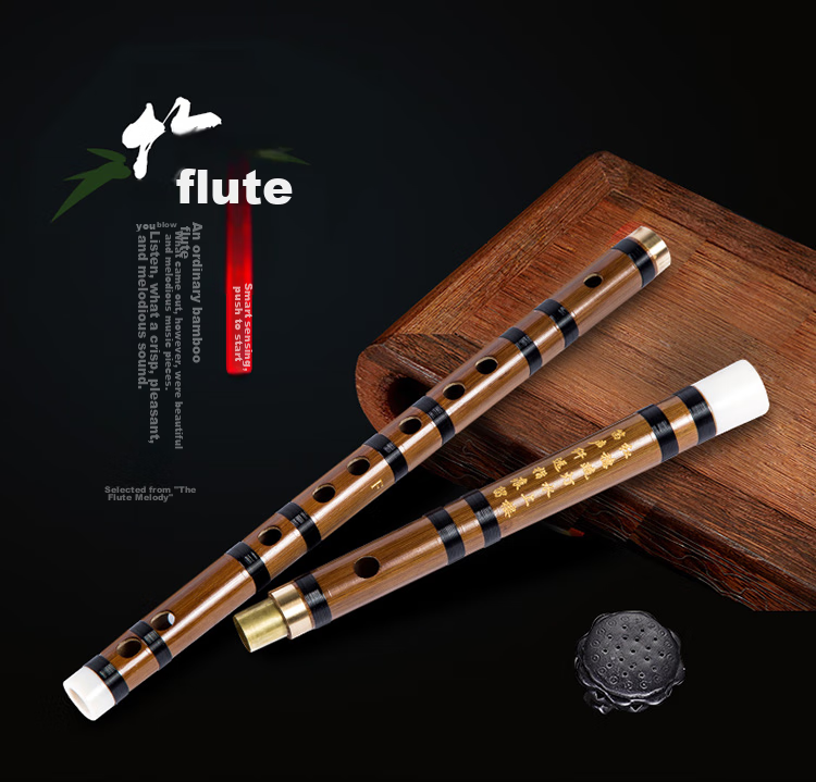 Xiangsiniao Single-Insert Brass Flute, E Key Flute, Bitter Bamboo Flute, Transverse Flute, Student Flute for Beginners, XS1001 1