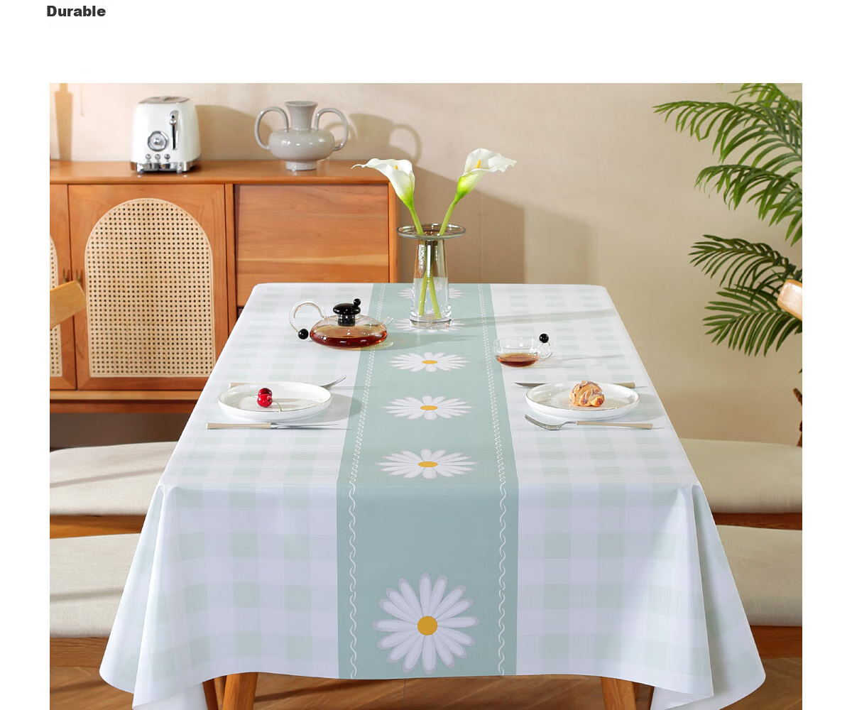 Mihua Rectangular Tablecloth, Waterproof And Oil-Proof, Washable, Heat-Resistant PVC Table Mat, Coffee Table Cover, Small Floral Patter 19