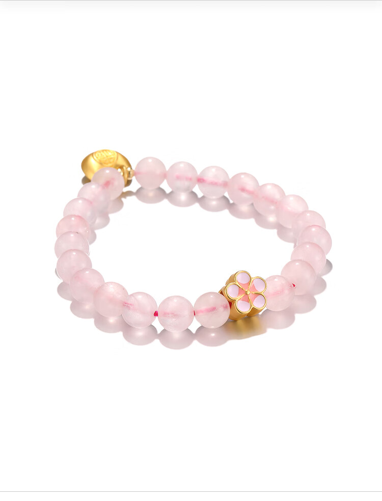 Clect Peach Blossom Lucky Bag Bracelet for Women, Sweet American Style Pink Crystal Bracelet, Chinese-Style Niche Jewelry, Birthday Gift for Girlfriend 3