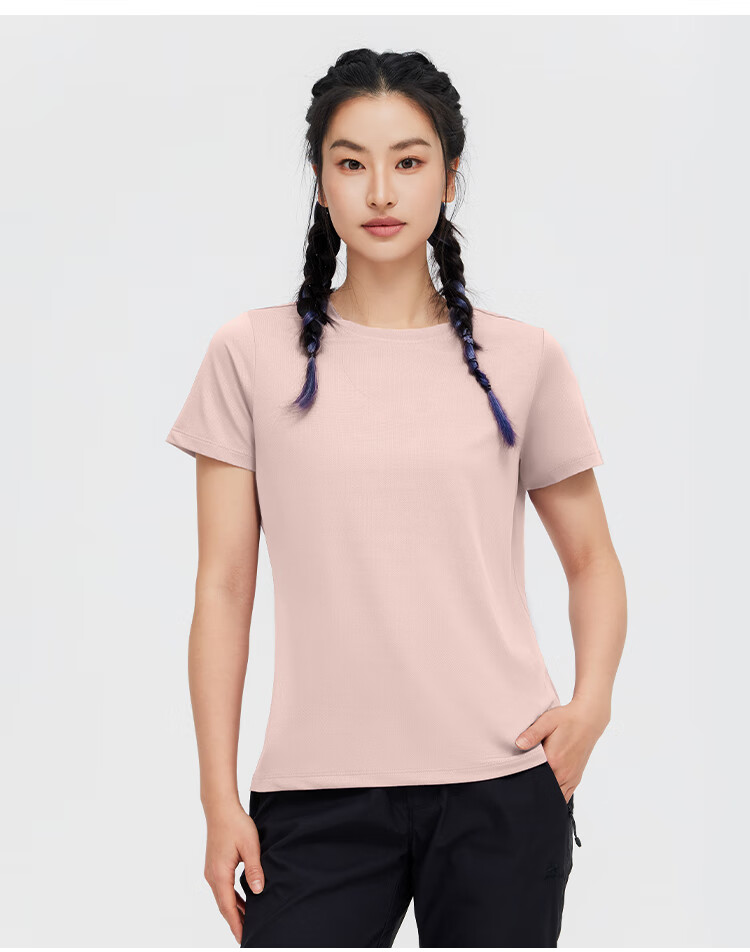 Toread Women's Quick-Dry T-Shirt Summer Lightweight Bare-Feel Round Neck Running Sports Mesh Breathable Top Black M 12