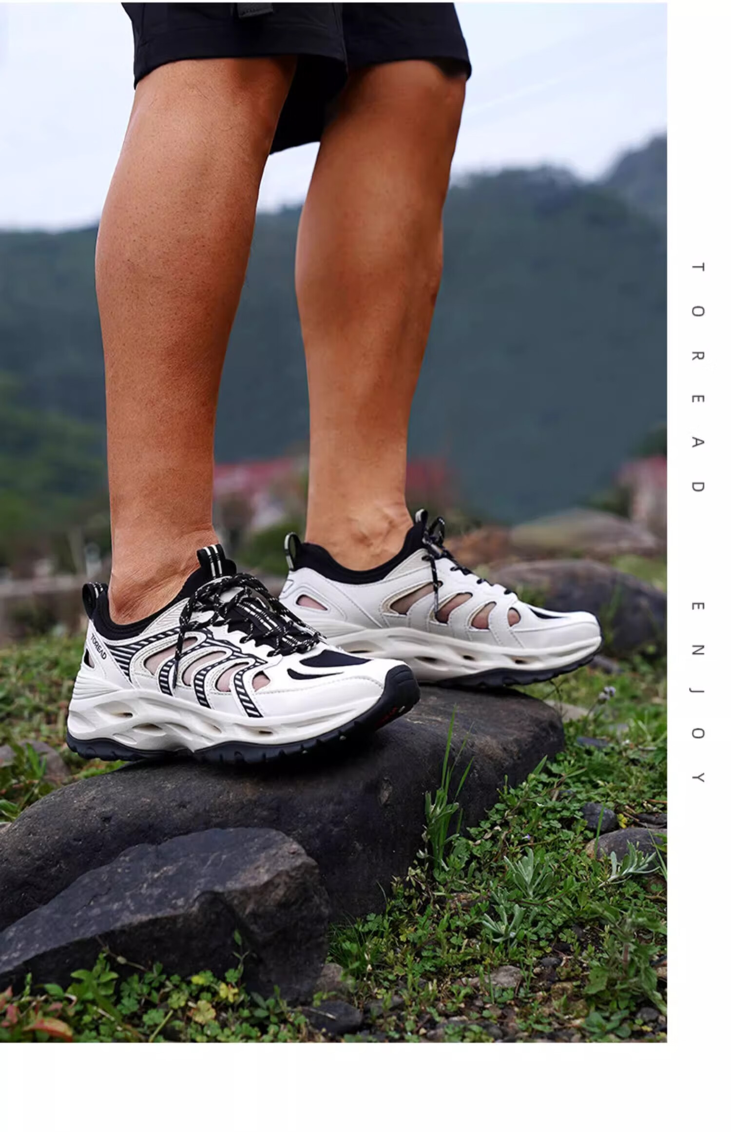 TOREAD Outdoor Non-Slip Breathable Hiking Shoes for Stream Trekking And Water Wading, Beige And Black - Men's Size 40 19