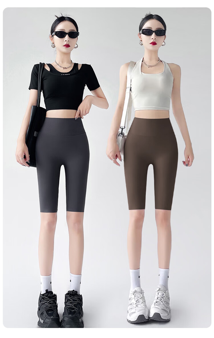 MiiOW Women's 5-Minute Summer Leggings New Yoga Sports Shark Pants Black M 2