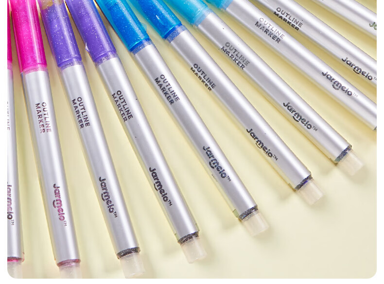 Merry Childhood 【Popular Item】Sparkling Outline Pen Children's Fluorescent Pen Curved Pen Kindergarten Primary School Handwritten Report Special Border Marker Highlight Marker 6-Color Set 4