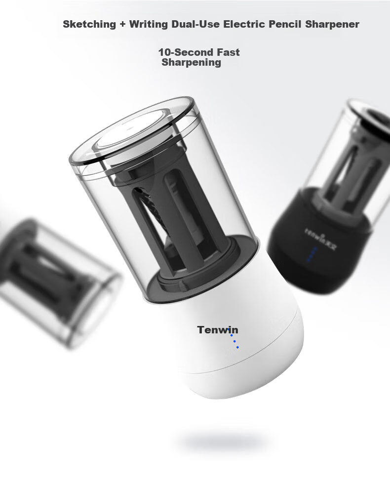 TEN-WIN Automatic Electric Pencil Sharpener for Sketching, Art Students' Carbon Pen Sharpener, Study Stationery Pencil Sharpener MS5301-6 3