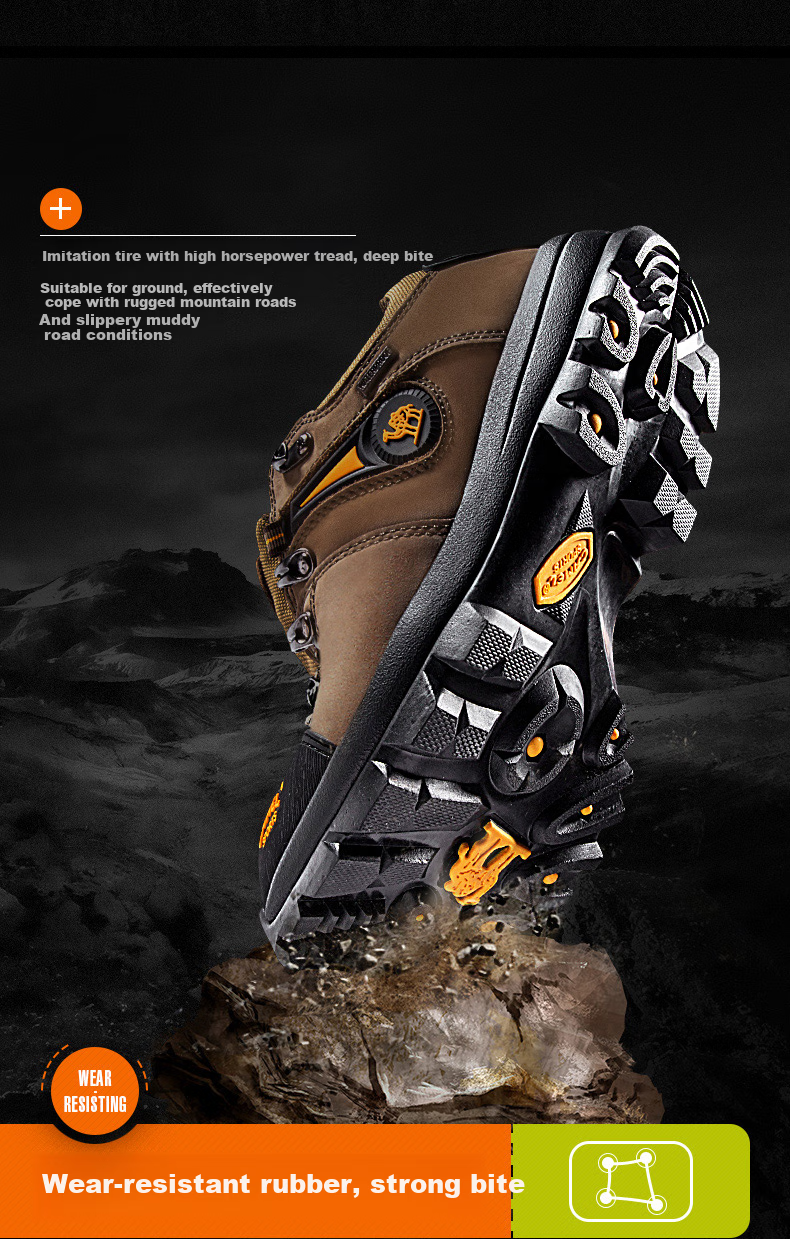 CAMEL Outdoor Hiking Shoes for Men, Durable Trekking Shoes, Cowhide Outdoor Footwear A63202a6015 Brown Size 42 4