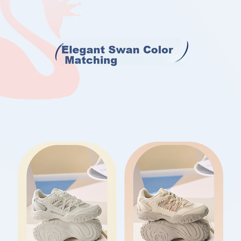 361° Women's Sports Shoes, Spring And Summer Ballet Flats, Mesh Casual Low-Top Chunky Sneakers, 682526769-3 4