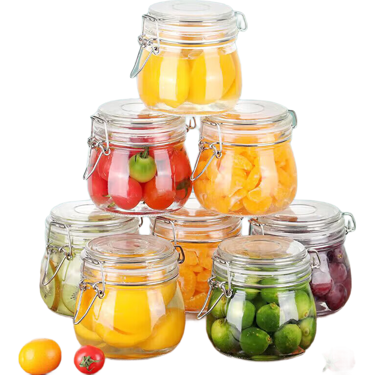 BJ Glass Jars for Bird's Nest, Jam, Lemon, Honey, Pickles And Storage, 500ml*8 Canned Bottles