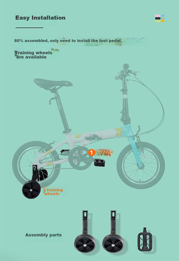 DAHON Children's Oversized Bike, 14-Inch Aluminum Alloy, for Boys And Girls Students, Small Wheels, KAA411, Gray-Black 12