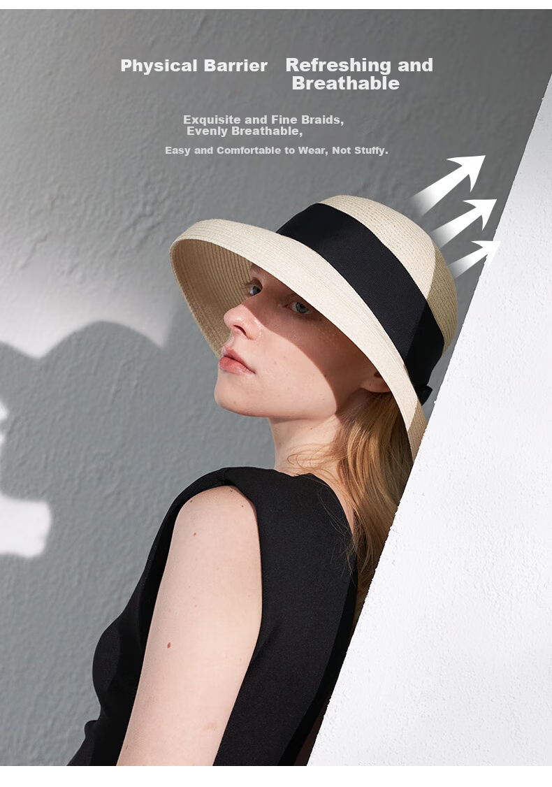 MARJA KURKI Sun Hat for Women, Versatile Portable Woven Sun Protection Hat, Fisherman Hat with Adjustable Brim, Roman Holiday Style, Beige 4