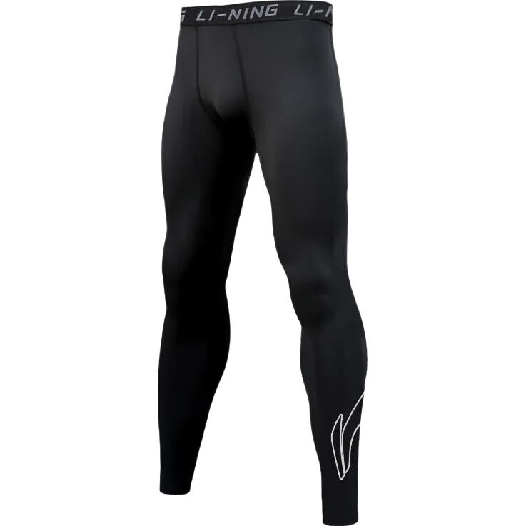 Li-Ning Men's Sports Compression Pants Autumn Winter High Elastic Quick-Dry Basketball Training Fitness Running Shark Skin Base Layer Pants L