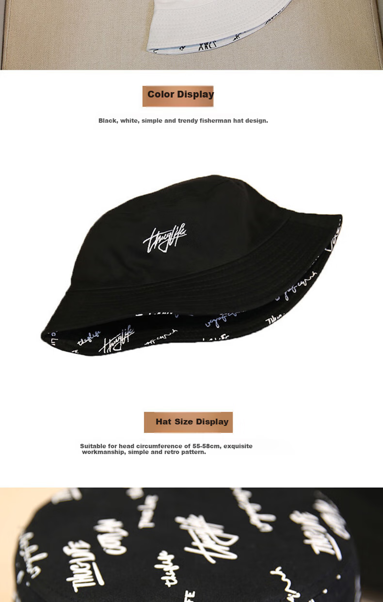 XUEXIMAN Fisherman Hat for Men, Reversible Graffiti Cap, Sun Hat, Korean Style Versatile Sun Protection Student Bucket Hat 15