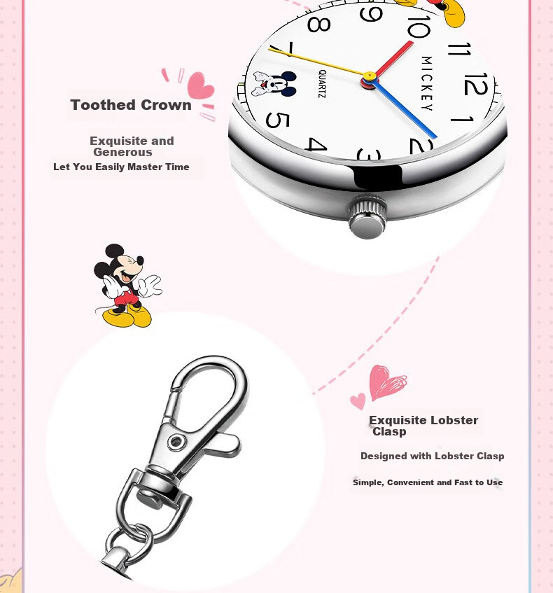 Disney Middle And High School Student Children's Exam Watch, Men's And Women's Wristwatch, Elderly Mini Pocket Watch, Timing Wristwatch, Nurse Wristwatch 10