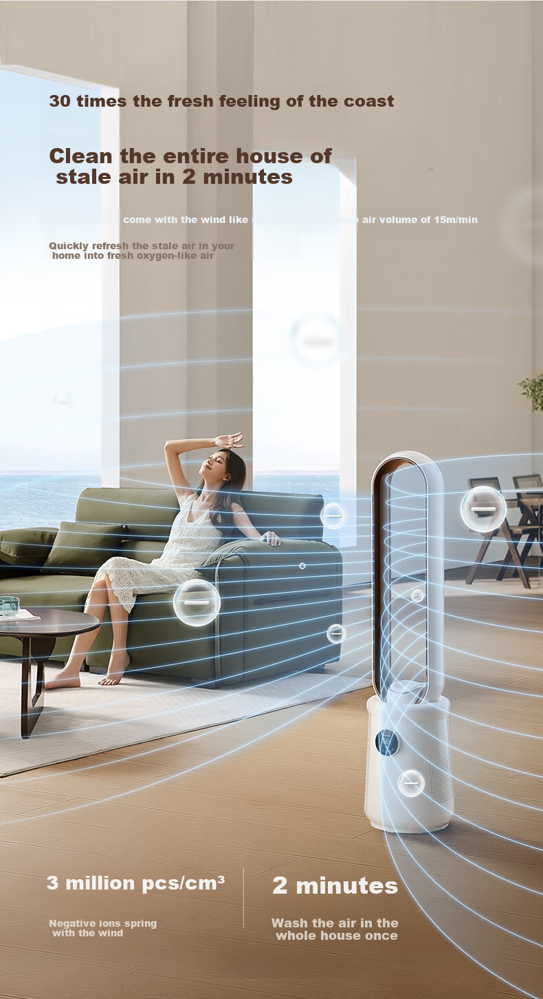 AIRMATE Bladeless Soft Wind Tower Fan with Extended Large Air Outlet, Natural Wind Electric Fan for Home Desktop Air Circulation, Small Oscillating Bladeless Fan, Quiet Floor Fan with Timer X17 3