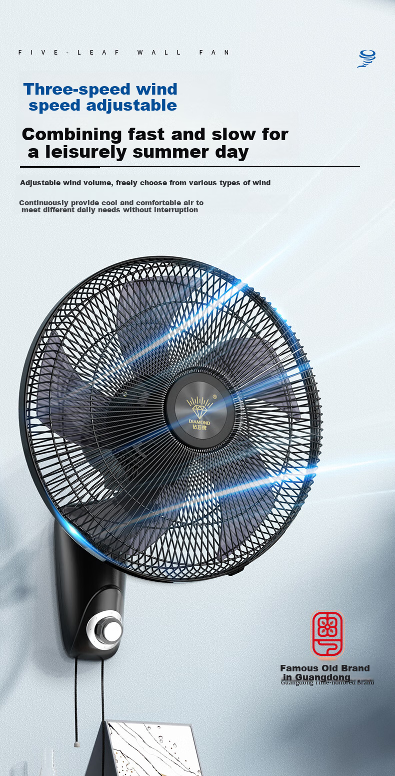 Zuanshipai Wall-Mounted Fan, Wall-Hanging Electric Fan, Home Remote Control Oscillating Wall Fan, Industrial Large Airflow Fan for Dormitory And Restaurant, FB-45K 8