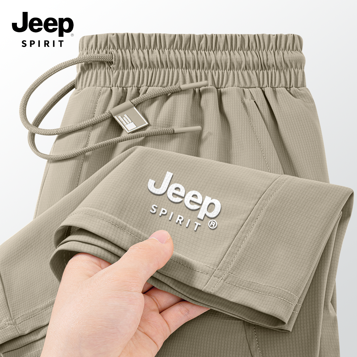 JEEP SPIRIT Men's Summer Running Quick-Dry Sports Shorts, Ice Silk Loose Fit Casual Big Size Five-Point Pants