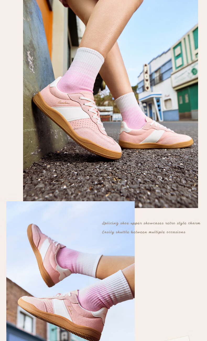 QIAODAN Women's Skateboard Shoes, T-Toe Shoes, Wave Thin-Soled Training Shoes, Sports Skateboard Shoes, Classic Couple Dopamine Outfit 23