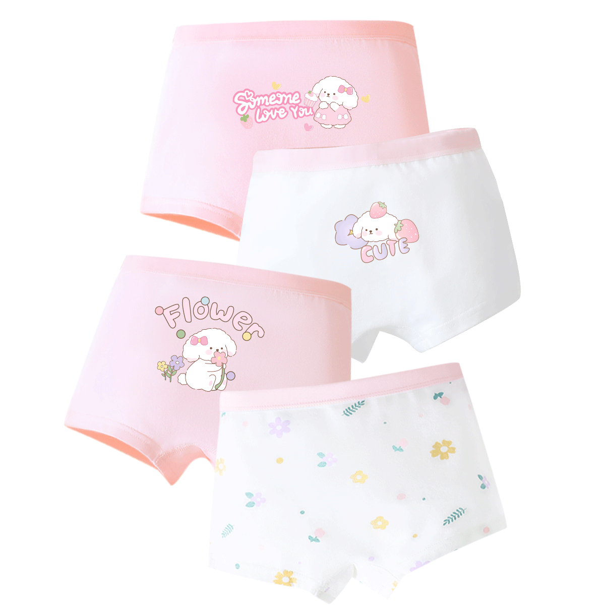 DEESHA [7A Antibacterial Mulberry Silk Backing] Girls' Cotton Shorts, Children's Underwear, Student And Toddler Boxer Briefs