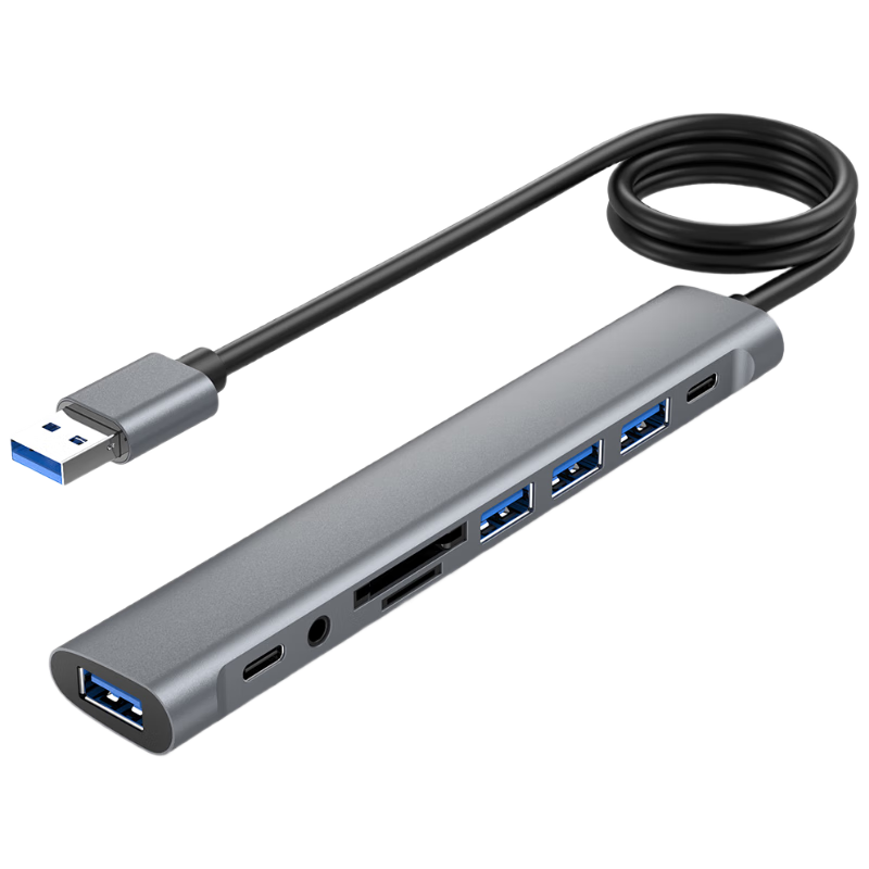 Youlianxing USB Hub, 9 Ports, 2 Meters, USB 3.0 Extension Cable, Converts to 3.5mm Headphones And SD Card, HUB Expansion Dock, One-To Laptop Host Mouse Keyboard Hub