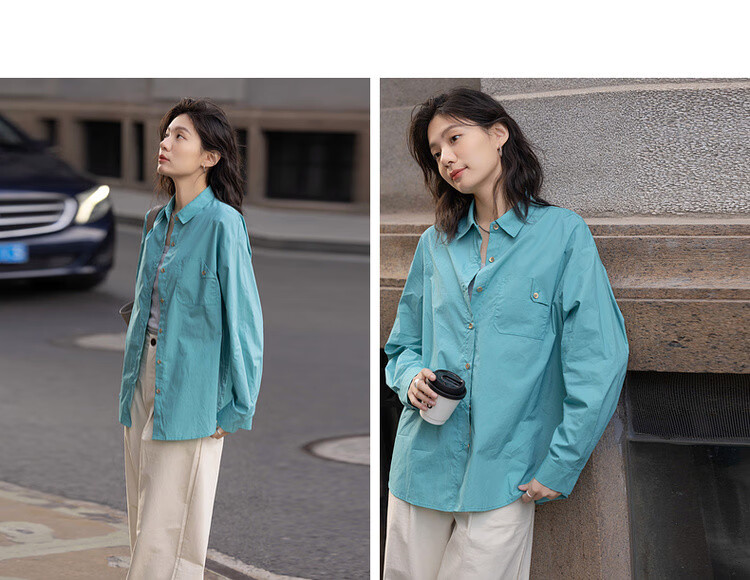 Dme [Oxygen Sensing Pure Cotton] Spring And Autumn Simple Style Three-Dimensional Lapel Long-Sleeve Shirt Layered Fitted Blouse Women's Top 7
