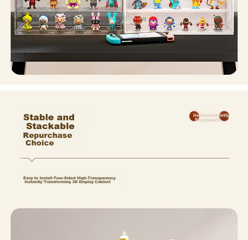 Anerya Action Figure Storage Box, Desktop Blind Box Display Stand, Magnetic Suction, Fully Transparent Model 8