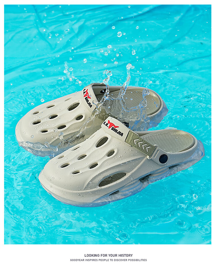 Bull Family Men's Summer New Casual Breathable Beach Shoes Thick Sole Dual-Use Clog Slippers with Soft Cushioning 30