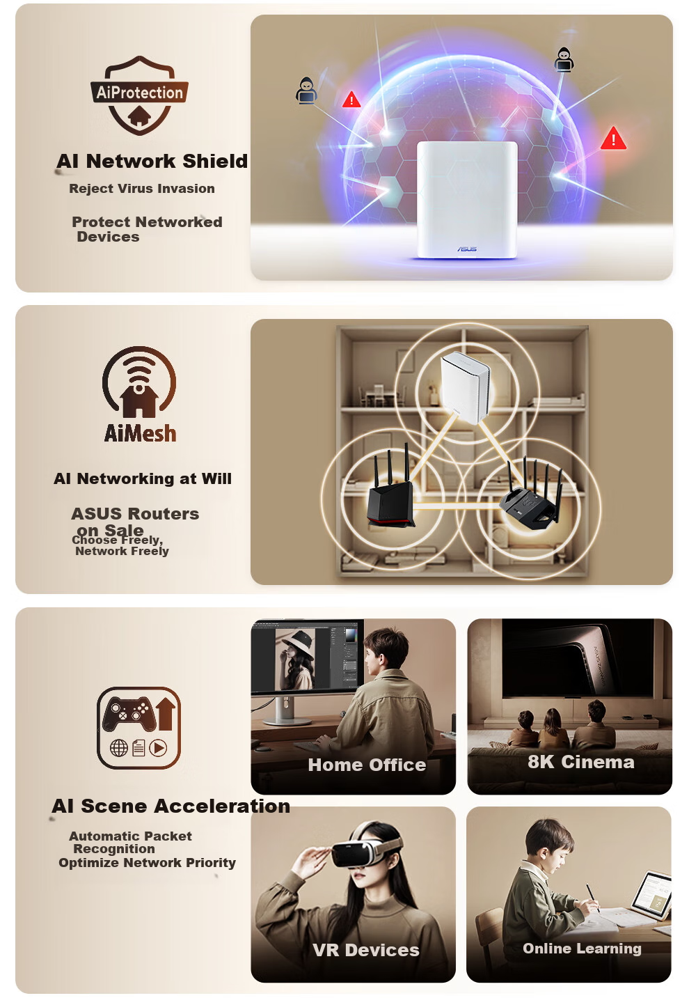 ASUS [Renovation Subsidy] Lingyao Cube Pro WiFi 7 Distributed Home Wireless Tri-Band Gigabit Router, Whole-House WiFi Set, Aimesh Flexible Configuration, Dual-Pack 2