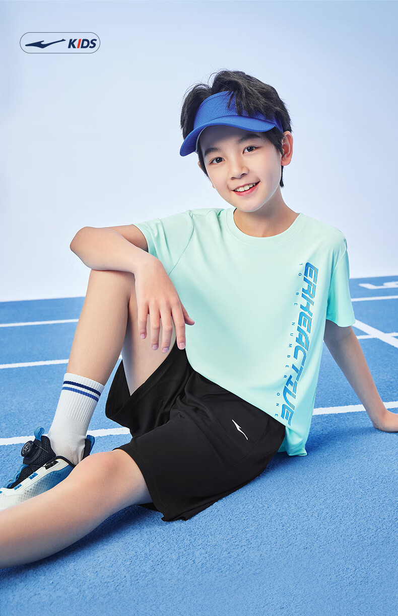 ERKE Kids Boys Sports Set Summer Short Sleeve and Shorts Bright White Size 120 7