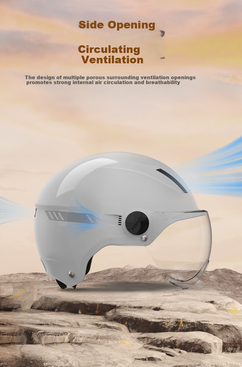 Mypick Electric Bicycle Helmet Summer Half Helmet A-Class National Standard 3C Certified Sun Protection Breathable Unisex Safety Helmet for Electric Scooters And Motorcycles Fashionable Gray with Short Visor 8