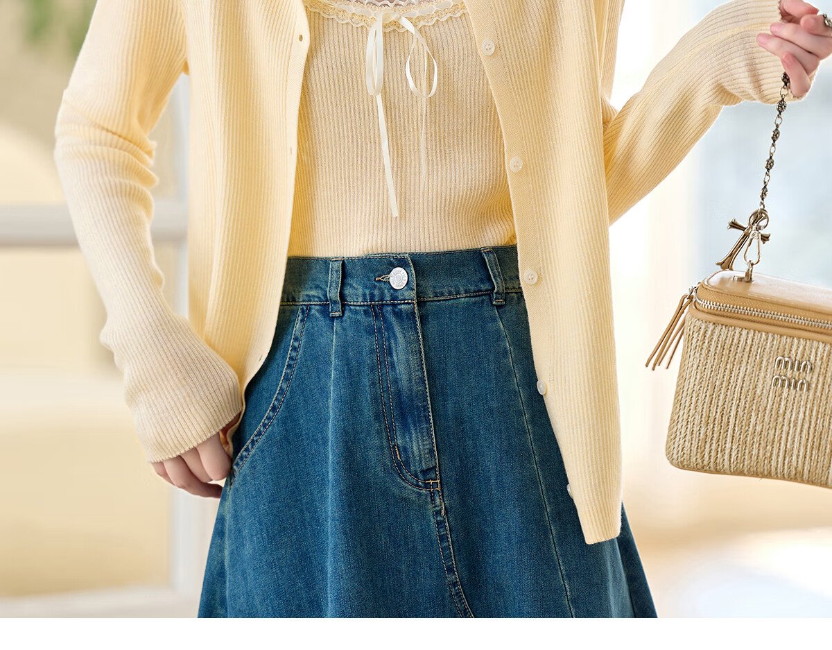 PinCai Knitted Cardigan for Women, Lace Design Inner Vest Two-Piece Set, Thin Knit Outer Jacket P52Z074 33