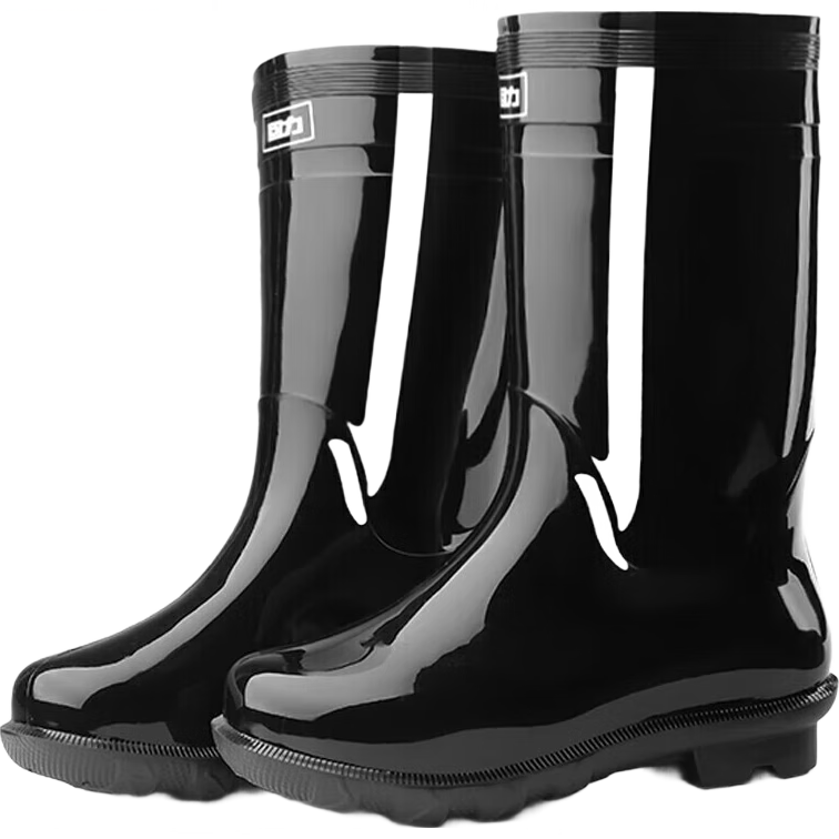 Huili Men's Stylish Rain Boots, Water Shoes, Outdoor Waterproof Non-Slip Wear-Resistant HL838 Mid-Calf Black Size 42