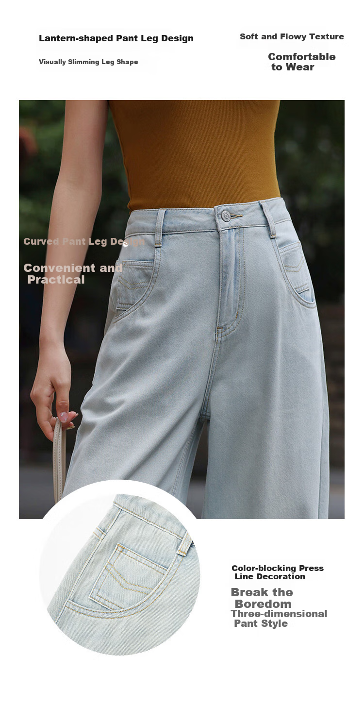 Dme High-Waisted Flared Jeans, Summer Loose-Fitting Slimming Lantern-Shaped Harem Jeans for Wome 5