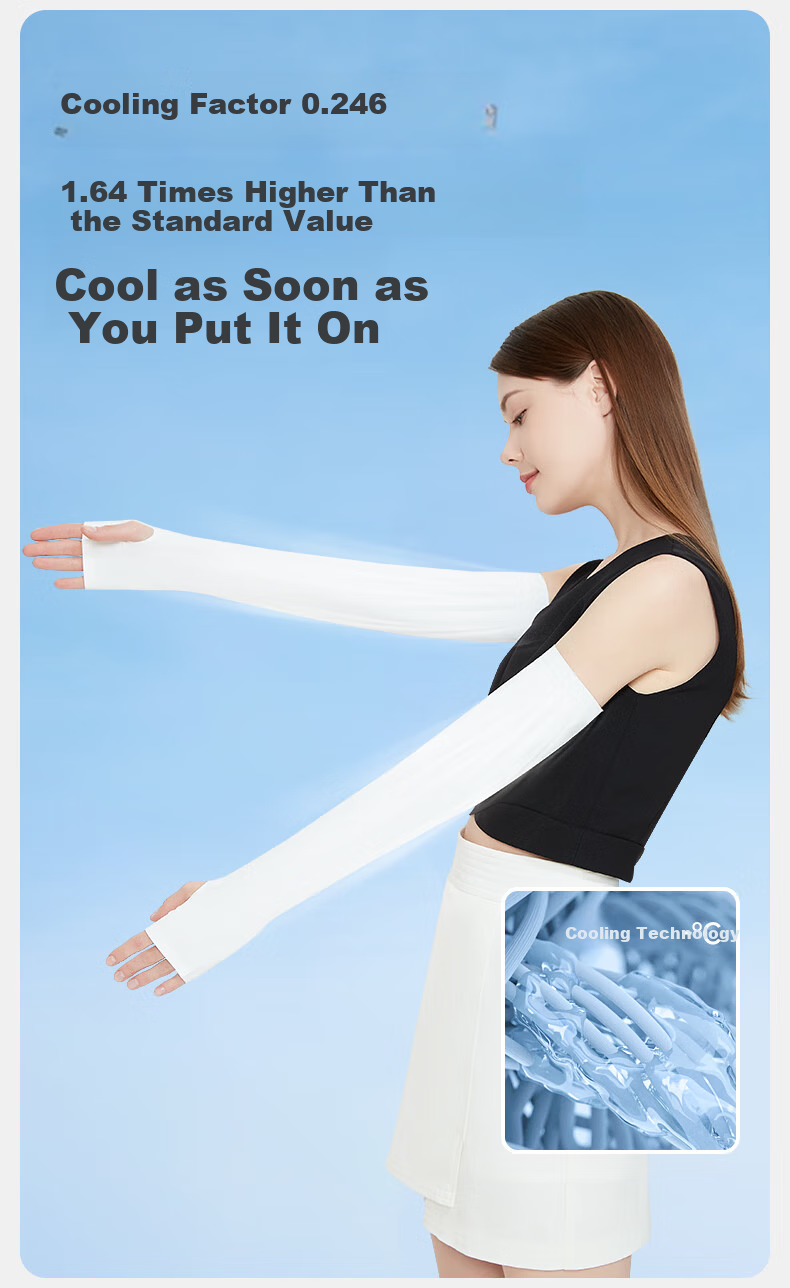 UV100 Women's Cooling UV Protection Arm Sleeves Summer Outdoor Cycling Thin Ice Silk Arm Guards 23568 Pearl Gray L 3