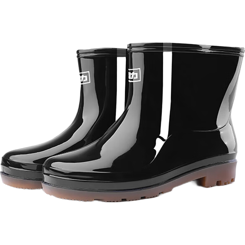 Huili Men's Stylish Rain Boots, Outdoor Kitchen Waterproof Non-Slip Wear-Resistant HL5575 Black Size 39