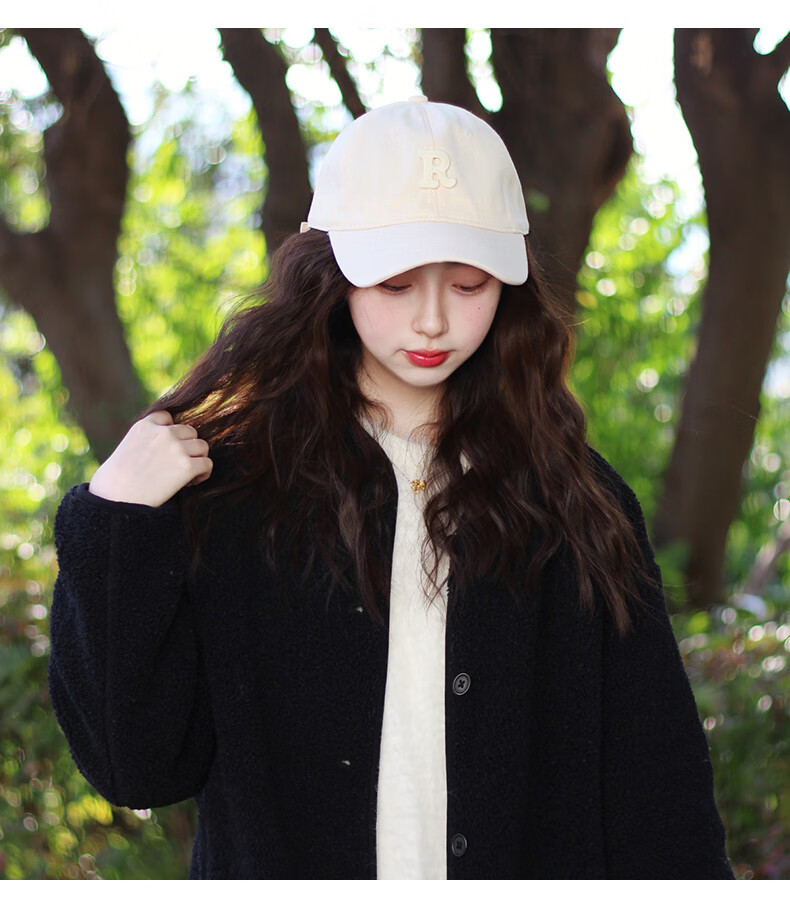 TUCANO R Logo Baseball Cap Women Large Head Circumference Slim Face Versatile Sports Hat Men Korean Style Duckbill Cap Trendy 5