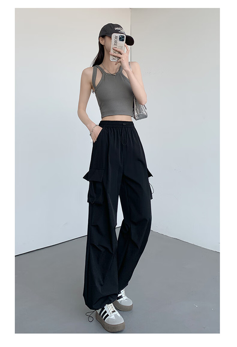 Langsha Women's Work Pants 2026 New American Style High Waist Wide Leg Quick-Dry Lightweight Outdoor Hiking Cargo Pants 16