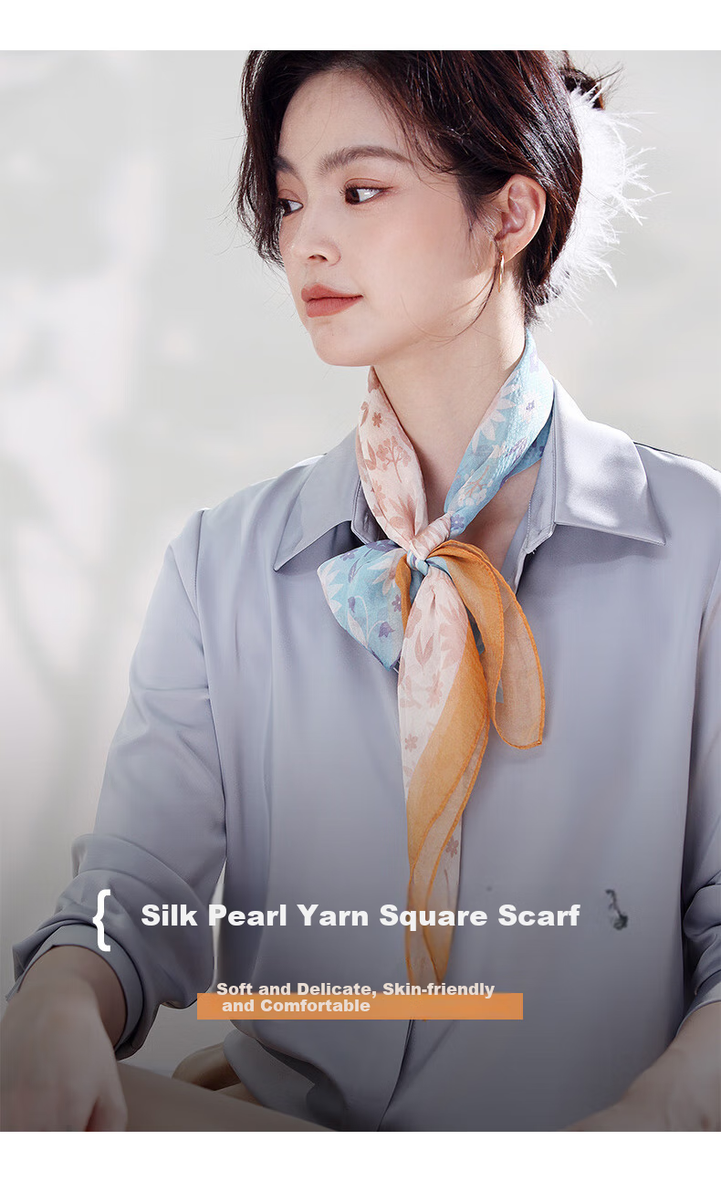 Hangsilu Silk Scarf for Women, Mulberry Silk Scarf, Square Scarf, Pearl Shawl, Birthday And Holiday Gift for Mom 1