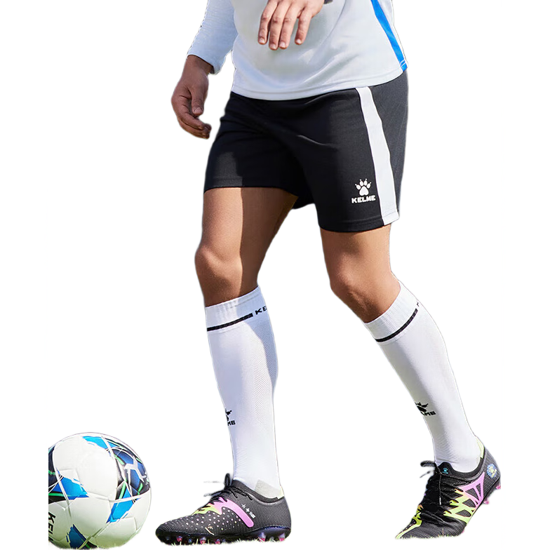 KELME Sports Shorts for Men, Summer Contrasting Color Professional Soccer Match Training Shorts, Black, XL