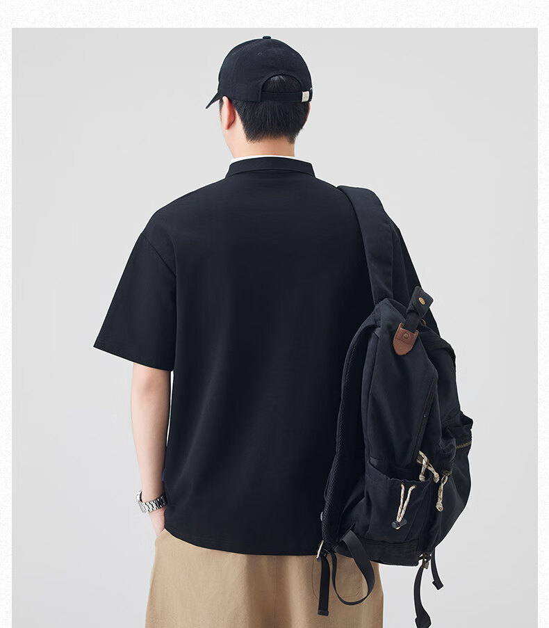 MMOPTOP Father's Day Solona Antibacterial Polo Shirt Summer Men's Xinjiang Cotton Business Ice Silk Short Sleeve MP13 Black 3XL 7