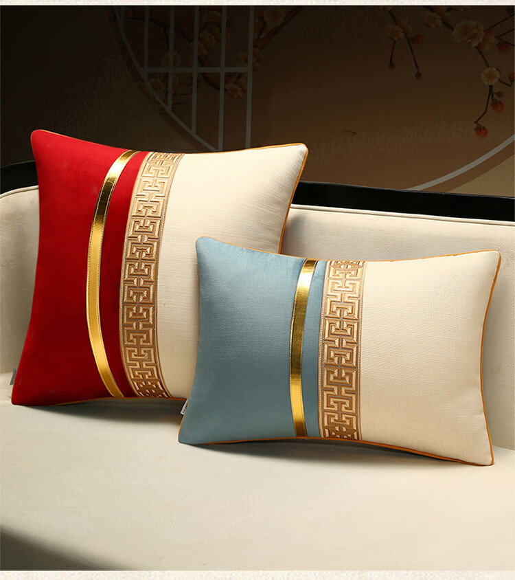 Huamanshengting Pillow, Luxurious Sofa Cushion, Backrest, Car Seat Cushion, Lumbar Support, Fuzezheng Deep Blue, 45*45cm 3