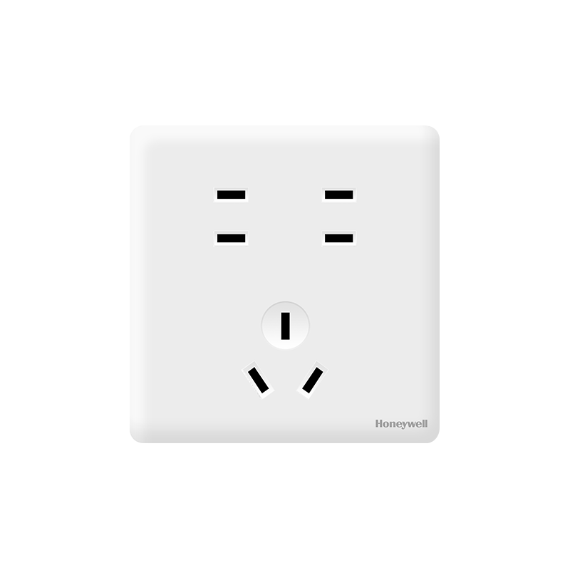 Honeywell Switch Socket Panel Seven-Hole Socket 86 Type Flush-Mounted Ultra-Thin Frameless Wall Outlet A8 Cream White