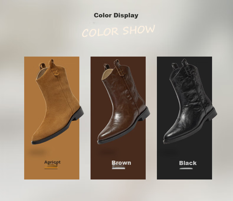 Bajia Dong Xuan Style Sheepskin Western Boots for Women Winter New Retro Mid-Calf Boots Black 38 3
