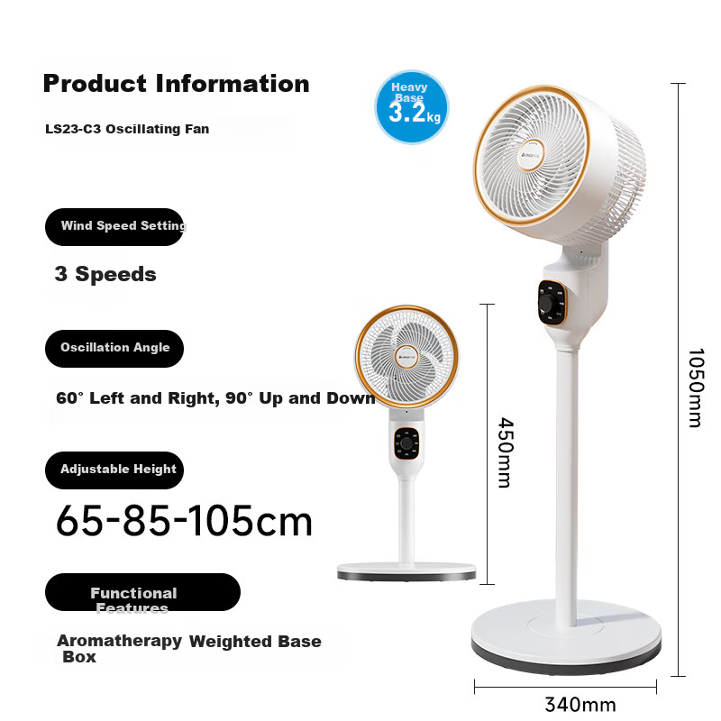 CHIGO Air Circulation Fan, Electric Fan for Home Use, Floor Fan, Energy-Saving, Quiet Operation, High Air Volume, Detachable And Washable, Automatic Oscillation, Dual-Use for Table And Floor, Upgraded Heightened Desig