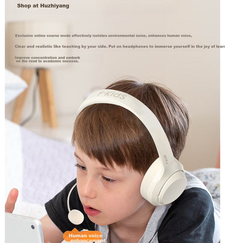 IKF Fkids H2 Over-Ear Bluetooth Wireless Headphones, Professional Recitation And Memorization Headphones, Immersive Student Online Class English Exam Learning And Memorization Specialized 16