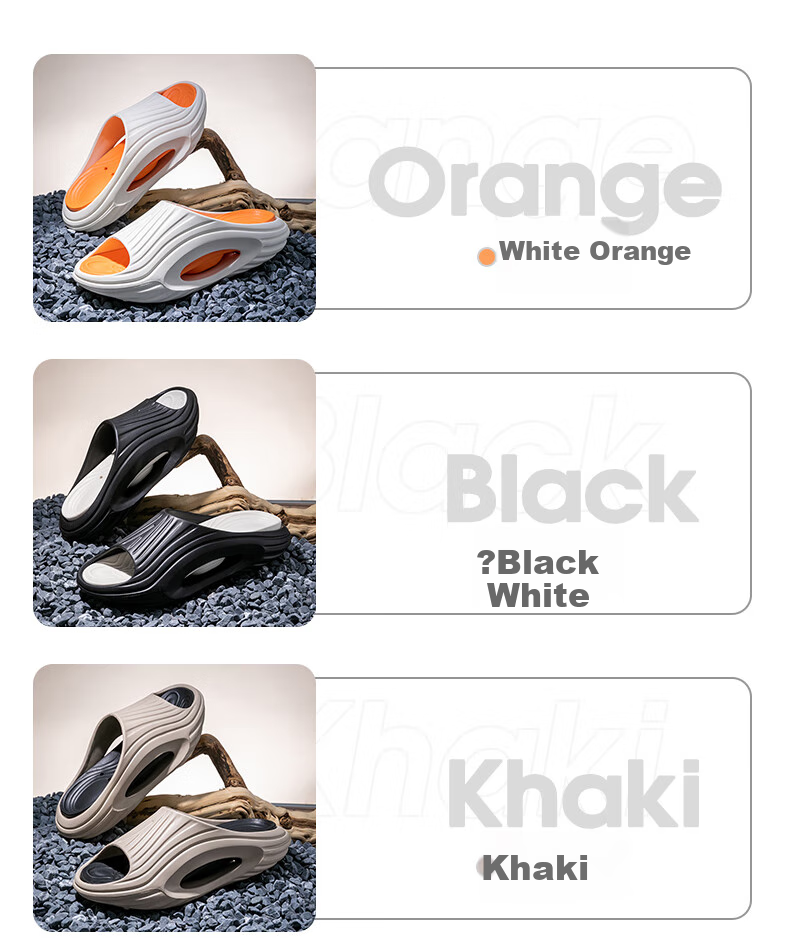 Daxixiansen Cloud Slippers, Men's Sandals with Stepping-On Feel, Sports Fashion Beach Thick-Soled Outdoor Slippers for Men, Black And White, Size 42-43 3