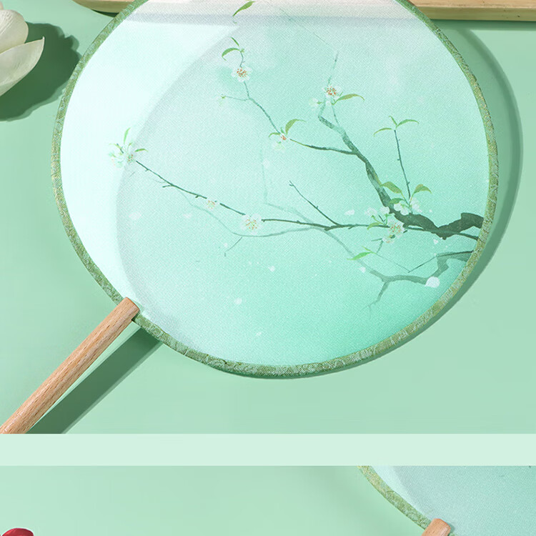 Jidu Space Traditional Chinese Style Round Fan Birthday Gift for Women Summer Hanfu Photography Prop Dance Fan 12
