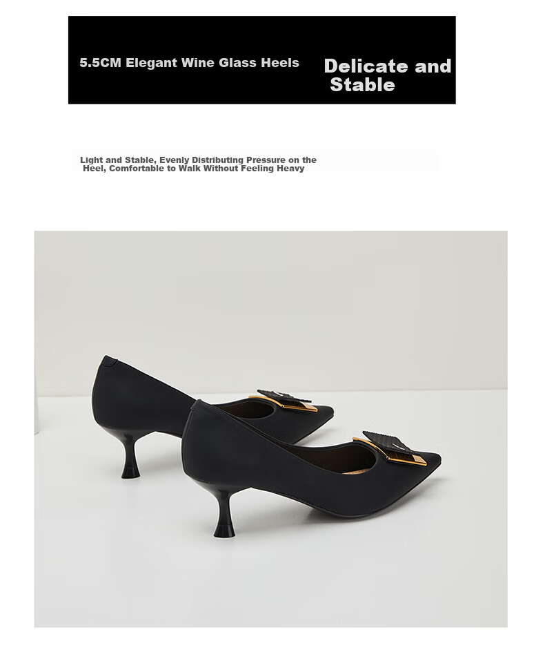 DAPHNE Elegant High Heels for Women, Pointed Toe Stiletto Shallow Mouth Pumps, Versatile Work Shoes 4623101023 Black Size 40 4