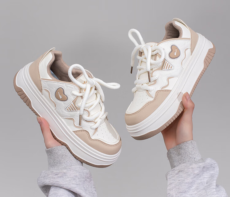 Huili Spring Women's Shoes, Dopamine Versatile Thickened White Sneakers K827Z, White/yellow/pink, Size 35 9