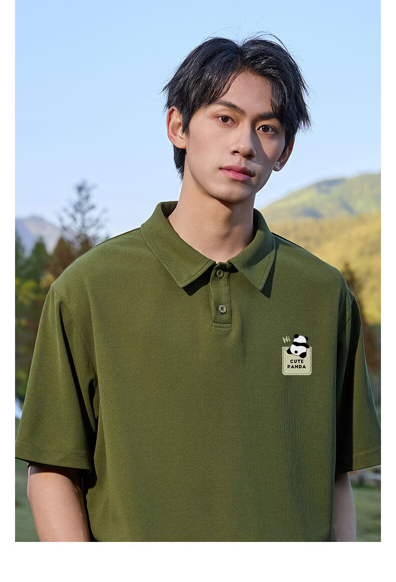 Baleno S&K Series Waffle Men's Polo Shirt, Summer Cartoon Print Collar Top, Youth Simple Style Short Sleeve 11