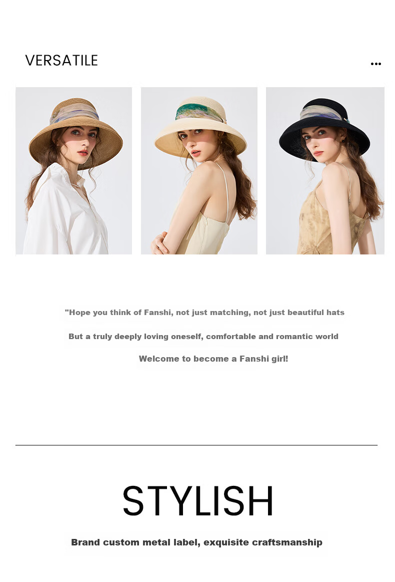 FANCET Straw Hat for Women, Elegant Summer Oregano Tulle Hat with Wide Brim, Vacation UV Protection Sun Hat, Birthday Gift for Elders 5